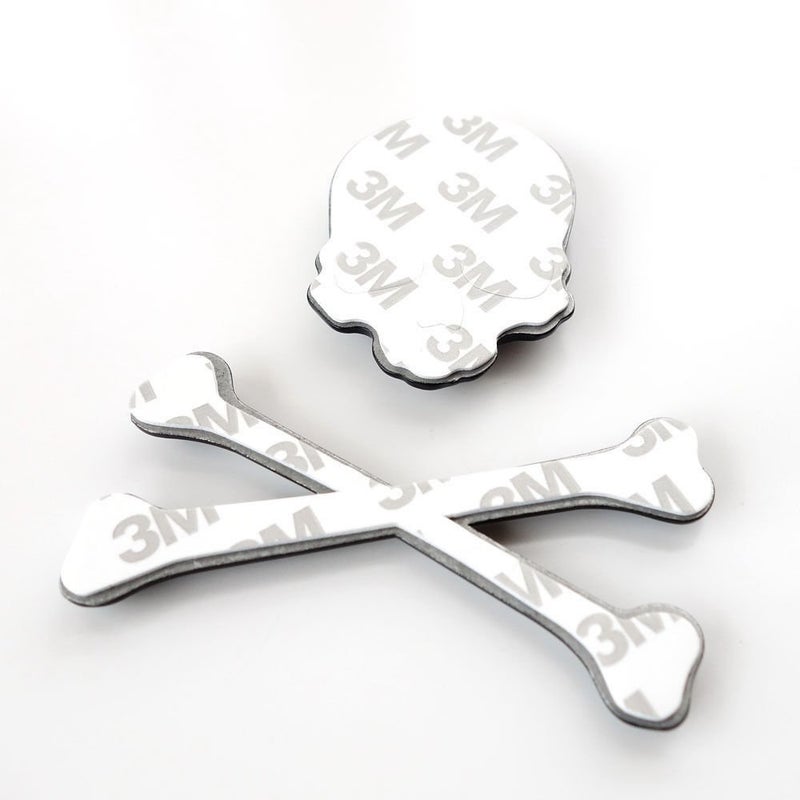 T Tocas 3D Skull Crossbone Car Metal Badge Sticker Decal Emblem Skeleton Emblem Badge for Trucks Motorcycle (Silver) - Image 4